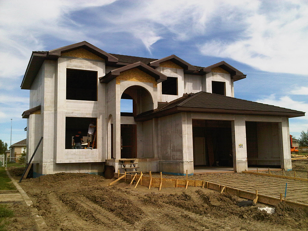 Residential home under construction with fire resistant panels